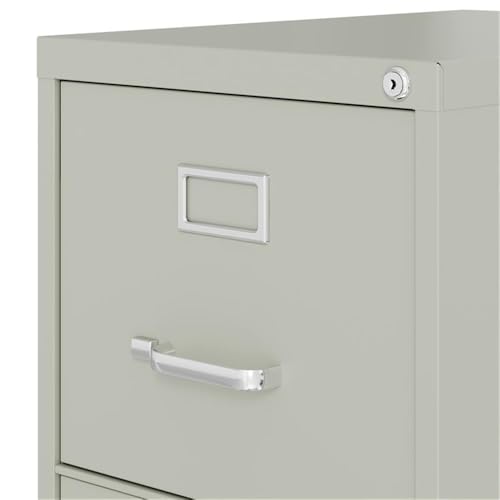 Scranton & Co 4 Drawer Metal Filing Cabinet, 22" Deep, Lockable Top Drawer, Light Gray Steel Vertical File Cabinet for Office, Fully Assembled