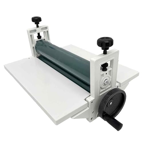 BEILOCKERY 14in(355mm) Manual Cold Laminating Machine with Soft Rubber Roller,All Metal Frame Laminator with Fold-up Table, Adjustable Roller Position, for Photo Film Laminating