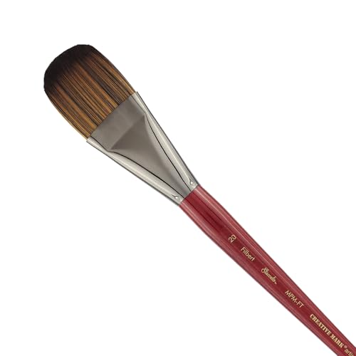 Creative Mark Staccato Artist Paintbrush - Filbert Size 20 - Synthetic Long Handled Brushes for Acrylic Paints, Handmade and Full Bodied with Springy Response