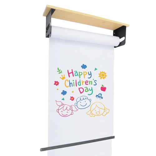24" Wall Mounted Kraft Paper Dispenser and Cutter with Top Shelf, Craft Paper Roll Dispenser with Cutter, Wall Hanging Butcher Paper Roll Holder for Home, Office, Cafe or School