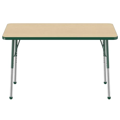 FDP 24" x 48" Rectangle Table with Ball Glide Legs - Maple/Green