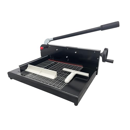BREVELTION 12.2" Steel Paper Cutter, A4 Manual Desktop Stack Paper Trimmer Guillotine, with Scale and Security Lock, 1.57" Cutting Thick, for Home Office
