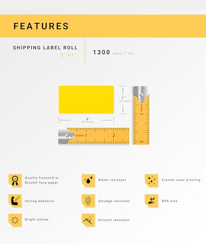 HouseLabels Compatible with Zebra, 1" Core, Yellow, 2" x 1"