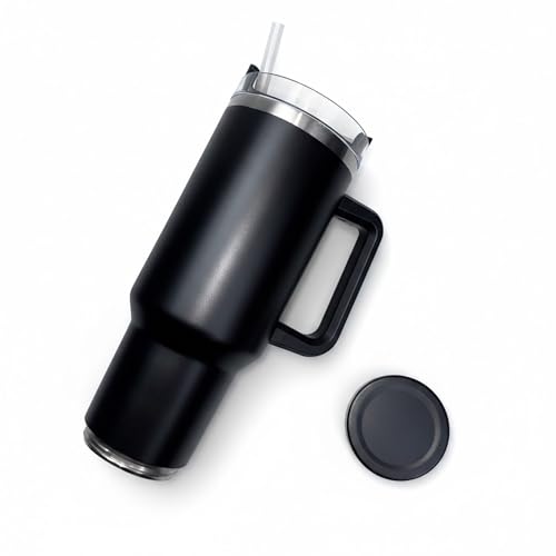 LetPetSet Diversion Safe 40 oz Tumbler with Handle & Straw, Black