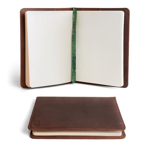 Hide & Drink, Journal Cover Compatible with Moleskine XL (7.5 x 9.75 in) with Strap, Refillable Case, Personal Planner, Full Grain Leather, Handmade Office & Work Essentials (Bourbon Brown)