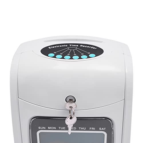 Electronic Calculating Time Clock, Employees in/Out Time Tracker, Small Business Punch Pack Bundle with 50 Time Cards, Ribbon and Security Keys