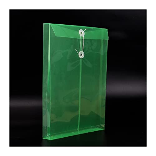 AEYSD-456 Filing Envelopes 5 Pcs Fashion A4 Office File Bag Button Closure Folder Bag Transparent Plastic File Folder Office Stationery Supply Plastic Folders (Color : Green)