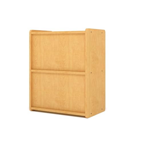 Tot Mate Single-Sided 2-Shelf Storage Cabinet for Kids and Toddlers, Free-Standing Wooden Bookshelf for Classroom, Preschool, 24" W x 30.5" H (Maple, Ready-to-Assemble)