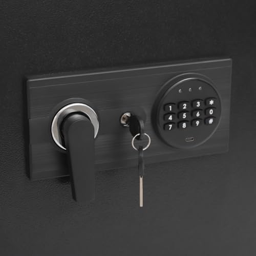 Steel Safe and Lock Box, Heavy Duty Wall Safe with Alarm, Digital Keypad Safe Box for Money, Jewelry, Document, Passport, 3.94"D x 14.57"W x 39.37"H, Black