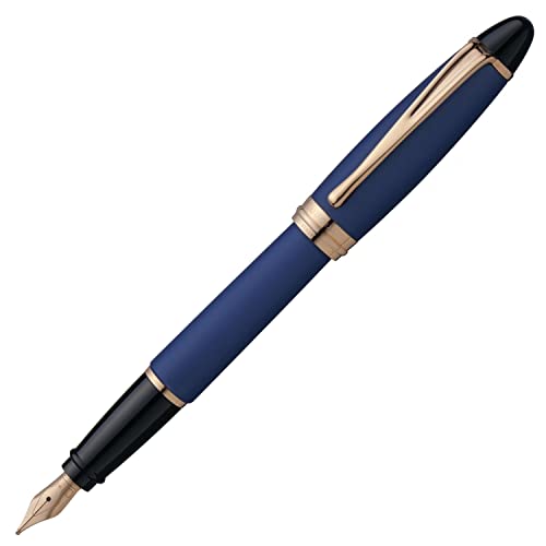 Aurora B10-PB Ipsilon Fountain Pen, Medium, Medium Point, Satin, Rose Gold, Blue, Dual Use Type