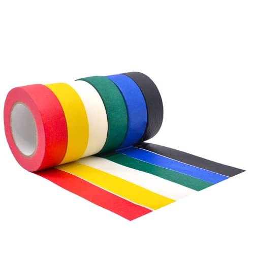 WOD Colored Masking Tape, Rainbow, 1.5 inch x 60 yds. Set of 6 Rolls - Colorful Teacher Painters Tape for Fun DIY Art & Crafts, Lab Labeling, Writable & Classroom Decorations