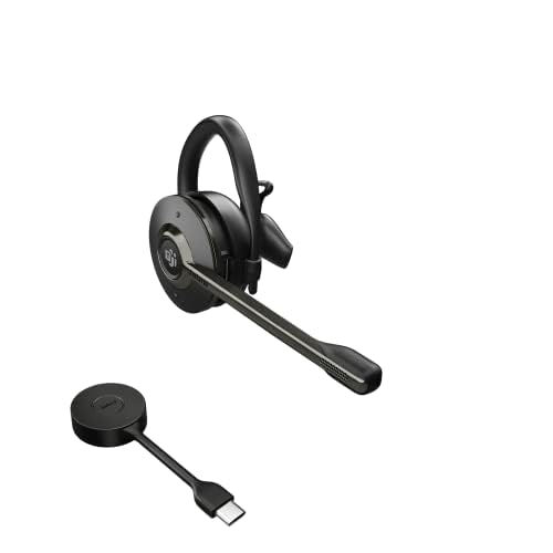 Jabra Engage 55 SE (Second Edition) Convertible Wireless Headset w/Charging Stand and Link 400 USB-C DECT Adapter – MS Teams Certified, Works with All Other Platforms, Black