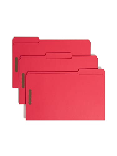 Smead Fastener File Folder, 2 Fasteners, Reinforced 1/3-Cut Tab, Legal Size, Red, 50 per Box (17740) (Pack of 1)