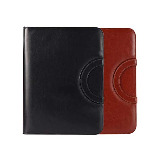HFZJYSHN Portfolio Binder Conference Folder A4 A4 Folder PU Leather Zipper Ring Binder Conference Bag Business Briefcase for Office Work(Brown)