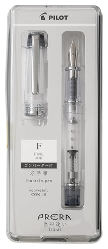 PILOT PFPR1TBF PRERA Fountain Pen, Color Matching, F, Fine Point, Transparent Black