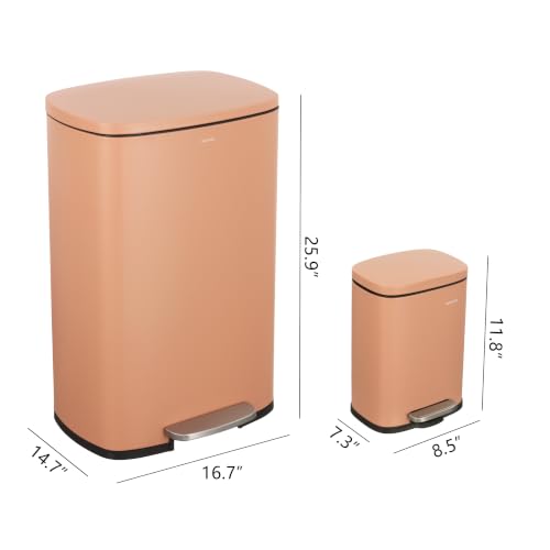 happimess Connor 2-Piece Iron Trash Can, Clay Rose