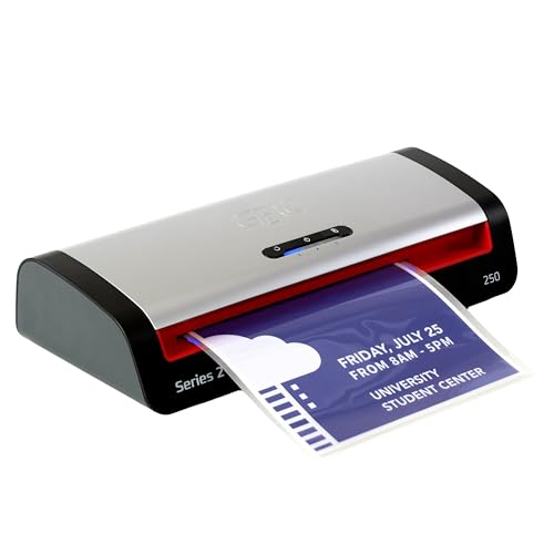 GBC Thermal Laminator Machine, Smart Entry LED Guides, Jam Release, 9.5" Input, Includes Laminating Sheets (250)
