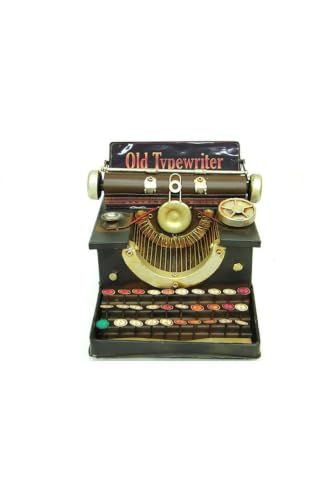 SODEF Decorative Metal Typewriter - Vintage Retro Style, Handmade Hand-Painted, Full Metal Construction, Escitme Finish, 14.2 x 10.2 x 9.1 inches - Multicolor