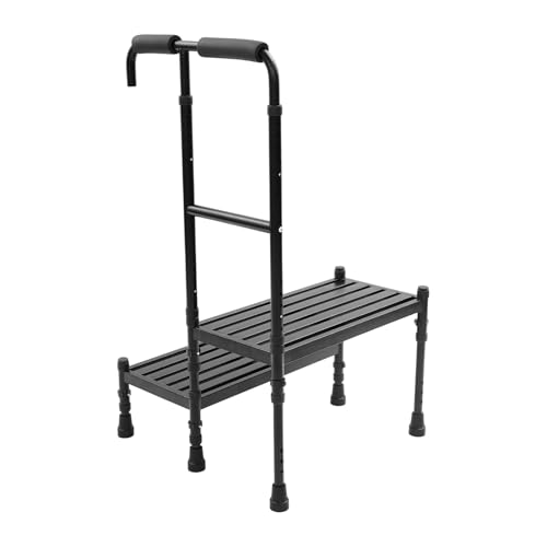 Step Stool with Handle for Seniors Adjustable Height Metal 2 Step