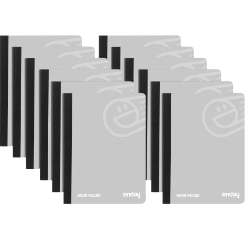 Emraw Composition Notebooks Wide Ruled Paper Bulk, Grey Hard Cover Composition Notebook, Premium Lined Composition Books, 100 Sheets Ruled Notebook (48 Pack) - by Enday