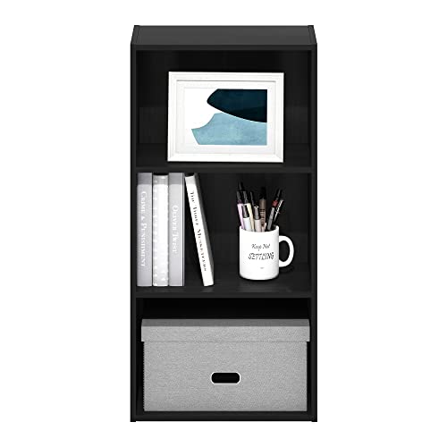 Furinno LUDER 3-Tier Book Shelf, Open Shelves Bookshelf, Blackwood