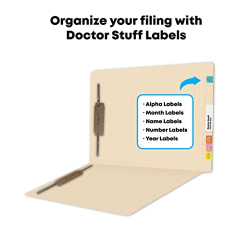 Manila File Folders, Doctor Stuff, Letter Size Reinforced Jeter Match End Tab Folder Printed Tic Marks and 2" Bonded Fasteners on Inside Front and Inside Back, 11 pt Manila Stock, Box of 50