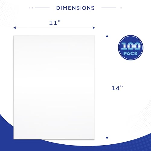 White Poster Board, 100 Sheets, Heavyweight Poster Paper, 11x14” Large Posterboard, Bulk Pack for School Projects, Presentations, Vision Board, Drawing, Classroom Use, Made in USA