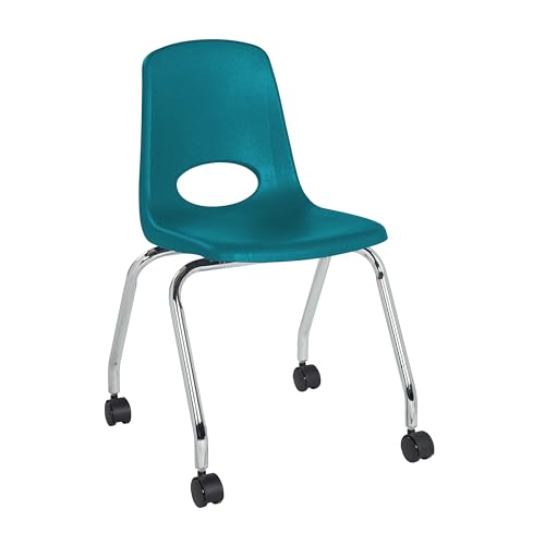FDP 18" Mobile School Chair with Caster Wheels - Teal (2-Pack), 10372-TL