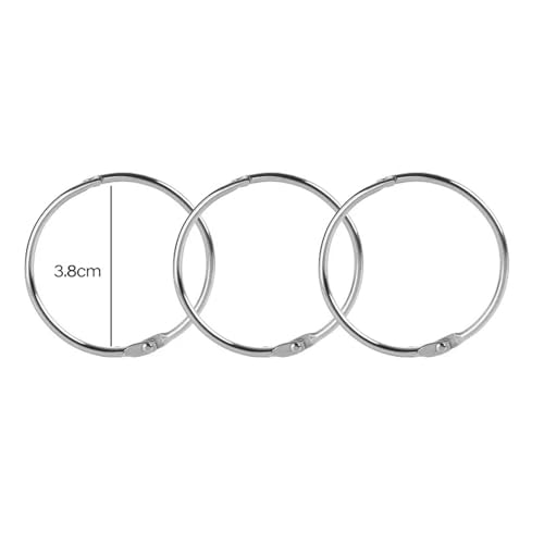 Book Rings 100pcs 38mm Metal Loose-Leaf Binder Rings Notebook Index Cards Album Binding Clip DIY Multifunctional Bind Ring Office Supplies for DIY Travel Diary