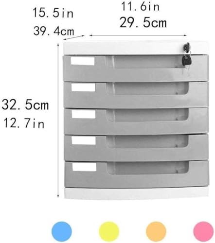 ZGLINMZ Filing Cabinet 5 Drawer Data Office Organizer File Cabinet Lock - Multicolor 29.5X39.4X32.5cm Home Office Bookcase (Size : Pink)