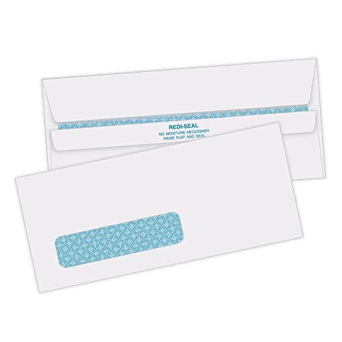 Quality Park #10 Left Window Security Tinted Envelopes with A Self Seal Closure for Standard Business Mailings, 24 lb. White Wove, 4-1/8" x 9-1/2", 500 Per Box (QUA21418)