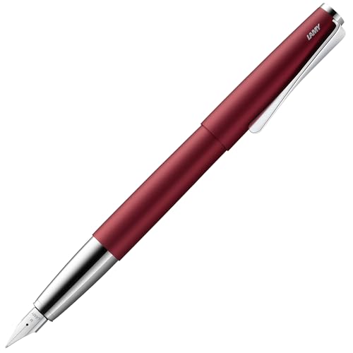 Lamy studio royalred - Fountain Pen in elegant metal body - steel nib, partially platinum-plated & in nib size F - incl T 10 blue ink cartridge