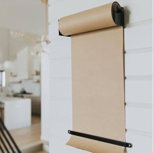 LNNW Kraft Paper Dispenser Kraft Paper Roll Dispenser & Cutter, Wall Mounted Butcher Paper Roll Holder for DIY Room Doodle Painting&Art Projects Decorative Message Boards for Wall(26inch)