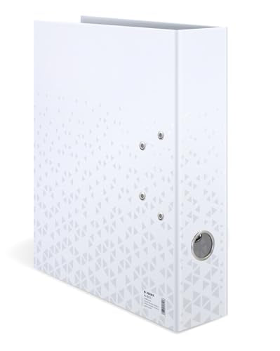 HERMA A4 Lever Arch File White, 70mm Spine, Heavy Duty Folder with Pattern Motif, Glossy Finish & Inner Print, Kids Ring Binder, Archiving Folder & Storage File Organizer