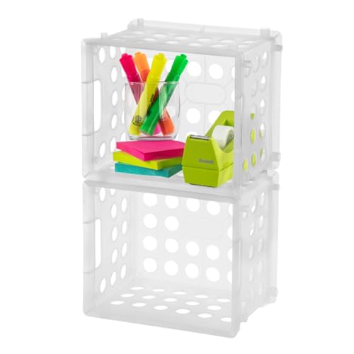 Sterilite Mini Crate, Stackable Storage Bin with Handles, Clear, 24-Pack