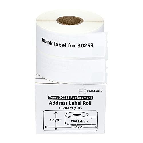 HouseLabels Compatible with Dymo 30253 Labels, 1-1/8" x 3-1/2"