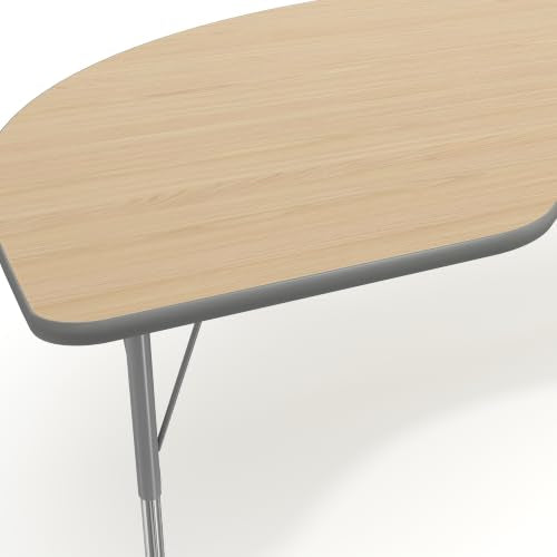Flash Furniture 96" x 48" Kidney Activity Table, Light NAT, Short Legs