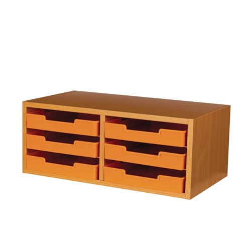 Really Good Stuff Oak 6-Slot Mail Center with Trays Single Color, 6 Trays