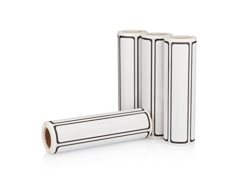 Carstens Adhesive Sticker Labels, 5 3/8” x 1”, Binder Labels for 1” Ring Binder Spines, Roll of 200, White, 4 Pack