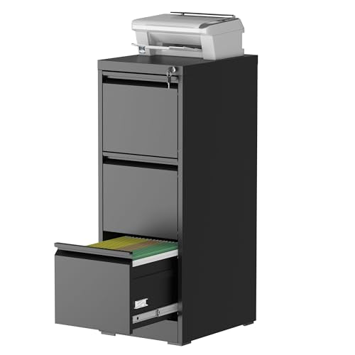 mysteeldepot 3 Drawer Vertical File Cabinet with Lock for Home Office