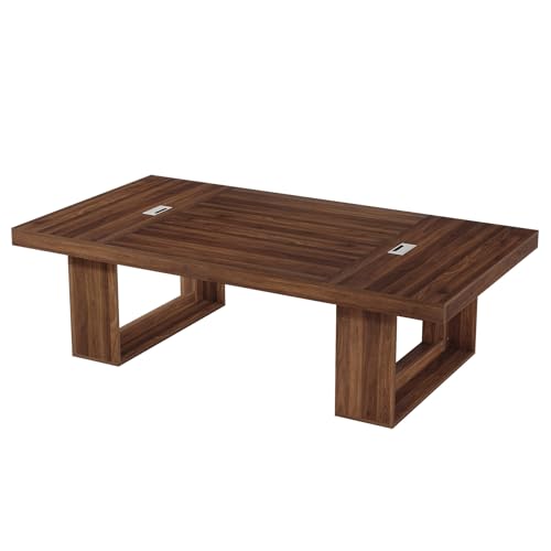 Tribesigns 8FT Conference Table for 10 People, 94.5" W Large Meeting Table with 2 Cable Grommet, Business Style Seminar Boardroom Podcast Tables for Conference Room, Brown