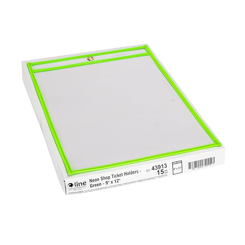 C-Line Neon Shop Ticket Holder, Green, Stitched, 15/Box (43913)