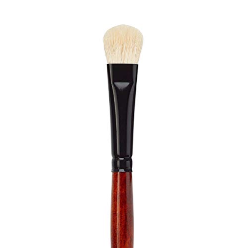 KINGART 1050A Premium 6 Pc. Flat Oval Mop Artist Brush Set, White Super-Soft Natural Goat Hair, Short Handle, 6 Sizes for Oil, Acrylic and Watercolor