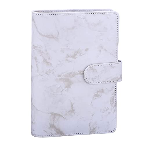 GFHSKRPL A6 PU Leather Binder Budget Marble Refillable Notebook Cover, Loose Leaf Personal Planner Binder Cover with Magnetic Buckle(C)