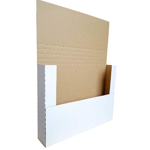 CH-BOX 200 Pack 11 1/8" x 8 5/8" x 2" Cardboard Easy-Fold Shipping Box Mailers, Letter-Size Height Adjustable for Comics Books Photos, White (EM1182-200)