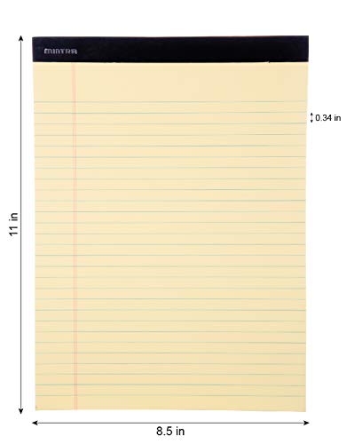 Mintra Office Legal Pads, ((xBasic, 8.5in x 11in, Wide (Canary)