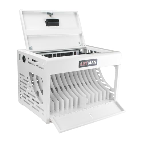 16-Device Charging Station for Laptops/Tablets, Charging Cabinet for iPad/Chromebooks/Laptop Computers, Laptop & Tablet Storage Carts for Classroom/Library/Office/Lockable (White)