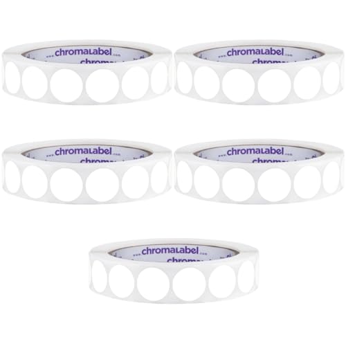 ChromaLabel White Dot Stickers, 3/4 Inch, 1000/Box Case of 5