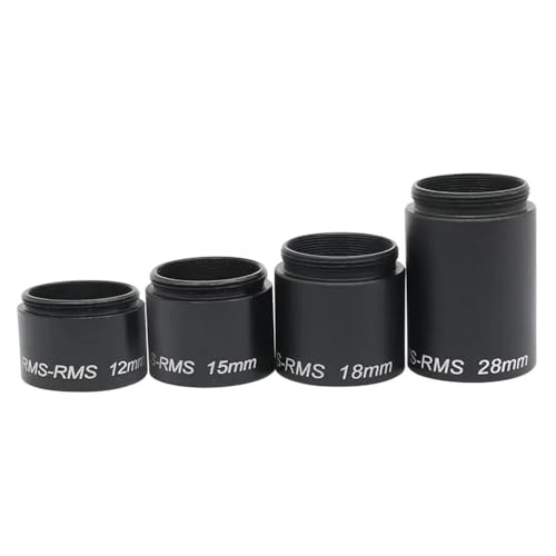 Microscope Accessories Kit Microscope Objective Adapter Ring-Objective Parfocal Length Extension Ring Outer Inner RMS Thread Extenders 12mm 15mm 18mm 28mm Microscope Slides(Total Length 32 mm)
