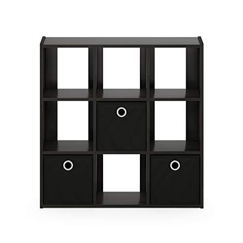 Furinno Simplistic 9 Cube Storage Organizer, Bookcase Shelf, Espresso